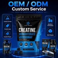 Gummies de créatine monohydrate à marque privée OEM, 120 unités, saveur framboise bleue, soutien à la force musculaire et à l'entraînement