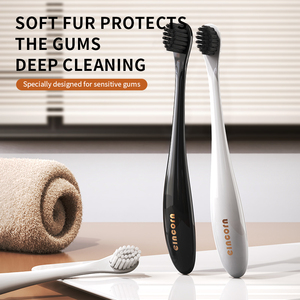 2025 molto richiesta spazzolino da denti a setola morbida con manico piegato | Spazzolino manuale per adulti in bambù con carbone - Product Image 6