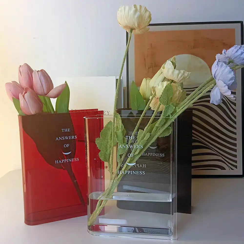 home Decorationhot selling mothers day gift 2023 Wholesale Modern Wedding Transparent clear Book shape Vase Acrylic for flowers
