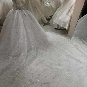Dw0225 Elegante Vestido de Novia Princesa con Espalda de Encaje, Tul Brillante, Apliques de Cristal Plateado, Jancember - Product Image 2