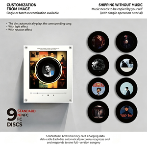 Album photo NFC personnalisé, lecteur de musique, aimant de réfrigérateur avec effet de lumière LED rotative, 9 disques NFC pour cadeau - Product Image 3