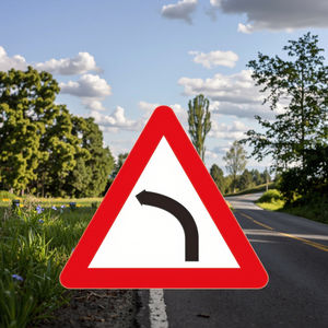 Señal de tráfico Road <span class=keywords><strong>Left</strong></span> <span class=keywords><strong>Turn</strong></span> Prompt Sign Placa de aluminio Señal reflectante; - Product Image 1