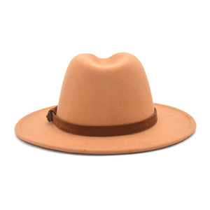 <span class=keywords><strong>Chapeau</strong></span> Fedora en Laine Rétro de Gros pour la Mode, Couleur Unie, Bord Plat, Durable, Réglable, Style Cowboy pour Voyages en Extérieur - Product Image 3