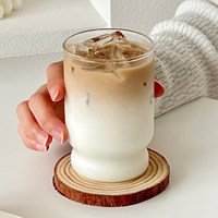 Mug en verre borosilicate simple ; Tasse à café et jus résistante à la chaleur ; Design transparent sans couvercle pour boissons froides et lait – Style moderne