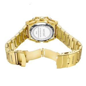 Мужские часы Megir 4220, золотистые, из нержавеющей стали, деловой хронограф, аналоговые, водонепроницаемые, с люминесцентными стрелками, кварцевые. - Product Image 4