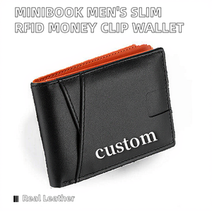 Minibilletera de Cuero Genuino Personalizable para Hombre, con Clip para Billetes, Bloqueo RFID, Tarjetero Bifold con Ventana para Identificación - Product Image 2