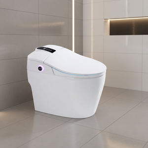 Bidet intelligent carré japonais en céramique - Capteur radar, siège chauffant, télécommande, à poser au sol, siphon en P, double chasse d'eau - Nouvelle Offre - Product Image 1