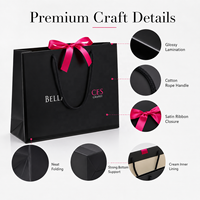 Sacs cadeaux réutilisables en papier d'art avec ruban noir et nœud en satin, personnalisables, élégants et luxueux, pour vêtements et cadeaux