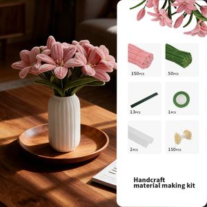Forever Blooming Pink Lily Bouquet DIY Pipe Cleaner Flower <b>Craft</b> <b>Kit</b> a Heartfelt Handmade Gift for Loved Ones - Product Image 2