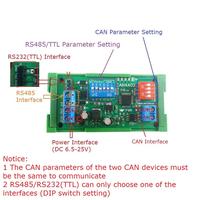 2X CAN a RS485 RS232 RS422 CANBUS Serial Protocal Converter Módulo de transmisión de datos transparente de 2 vías CAN 2,0