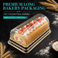 Boîte à gâteau roulé en plastique transparent écologique jetable, emballage individuel pour pâtisserie, muffin, tiramisu, sandwich, hamburger