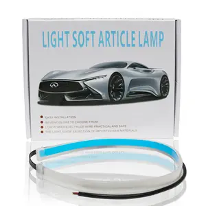 Wholesale car LED daily running light External ultra-thin light guide dual-color streamer LED turn signal running light bar