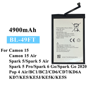 Nouveau Produit Phare Batterie de Remplacement BL-49FT 4900mAh pour Tecno Camon 15 Air Spark 5 Air <span class=keywords><strong>Pro</strong></span> <span class=keywords><strong>6</strong></span> <span class=keywords><strong>Go</strong></span> 2020 Pop 4 Air - Product Image 3