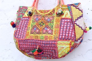 Ethnic Modern Style Banjara <b>Bag</b> - Handmade Indian Tribal <b>Patchwork</b> Tote with Mirror Work Anniversary Gift for Her - Product Image 2