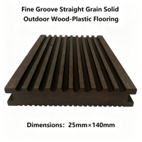 Plancher composite solide à grain droit et rainures fines, écologique, antidérapant, en bois-plastique, 140mmx25mm, étanche pour jardin