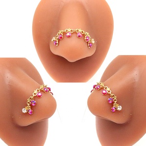 Gaby-cadena colorida para la <span class=keywords><strong>nariz</strong></span> para mujer, anillo de acero inoxidable para la <span class=keywords><strong>nariz</strong></span>, joyería para la <span class=keywords><strong>nariz</strong></span> con cadena - Product Image 1