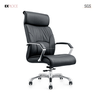 Chaise de bureau ergonomique en cuir à réglage de la hauteur pour salle de réunion à dossier haut