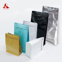 Sachet d'emballage personnalisé en aluminium imprimé, forme large, pour café et thé, sachet de café en plastique à fermeture éclair avec valve, 250g 500g, sac Mylar