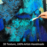 Peinture murale abstraite dorée texturée vert émeraude faite à la main, art mural moderne sur toile turquoise pour la décoration du salon