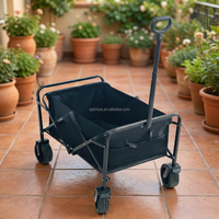 Chariot utilitaire pliable multifonctionnel de 300 lb de capacité, chariot de camping robuste pour l'extérieur avec roues tout-terrain et poignée réglable