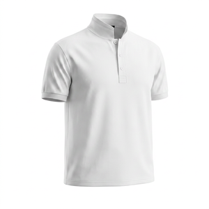Chemise unisexe blanche à manches courtes 100 % coton tricoté respirant couleur unie style décontracté boutonnée coupe classique 220g uni - Product Image 1
