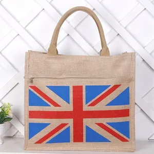 Nieuwe Groothandel Populaire Warmte Overdracht Afdrukken Dames Polyester Union Jack Handtas Voor Rits