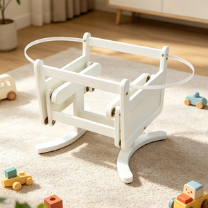Support à bascule pour berceau Moïse <span class=keywords><strong>en</strong></span> bois <span class=keywords><strong>blanc</strong></span> de style nordique moderne pour chambre de bébé - Product Image 3