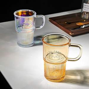 Tasse à café en verre Panda en relief avec couvercle et paille, style luxe léger, grande capacité, pour jus et eau - Product Image 2