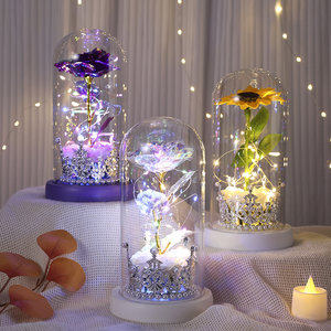 Rosa Eterna Preservada Hecha a Mano en Cúpula de Cristal con Luz LED, Regalo de Navidad, San Valentín, Graduación, Día de Acción de Gracias para Mamá y Mujeres - Product Image 1