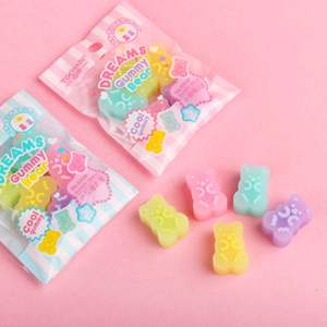 Gomme à effacer créative en forme d'ours en gélatine, cadeau promotionnel pour étudiants, petit cadeau, couleur unie, transparente - Product Image 3