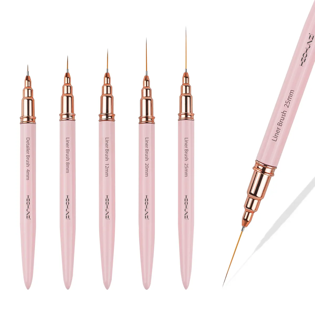 4/8//25mm Kunden spezifisches Haar Synthetic/Kolinsky Liner Brush Nail Art Extra feine Nail Art Pink Ultra Thin Liner Nagel bürsten