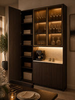 Buffet haut de gamme du sol au plafond, armoire de rangement en bois, style Hong Kong de luxe pour salon