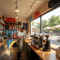 Conteneur préfabriqué pour restauration rapide de 20 pieds avec structure galvanisée de 3,0 mm, panneau de ciment de 30 mm, kiosque de café, restaurant, bar modulaire mobile