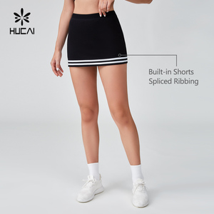 HUCAI OEM personalizado negro Activewear Piqué algodón Spandex pesado mujeres deportes tenis falda con Forro corto - Product Image 1