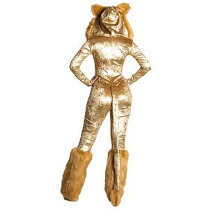 Disfraz de Halloween de una pieza, talla S-XL, disfraz de zorro para mujer adulta, traje de animal peludo dorado - Product Image 6