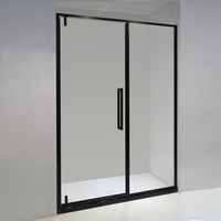 Cabine de douche carrée noire KMRY KD5236L avec porte battante en verre et charnière en acier inoxydable pour salle de bain