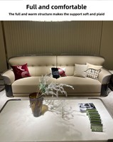 Ensemble de canapés en cuir véritable de style italien, luxe léger, en forme de U, avec design à dossier haut démontable et personnalisable pour l'ameublement de la maison