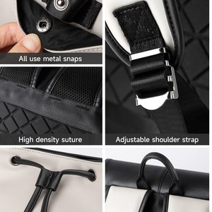Laptop <b>Backpack</b> <b>Large</b> Capacity Waterproof Unisex Travel School Bag With Computer Compartment Drawstring Closure Black White - Product Image 4