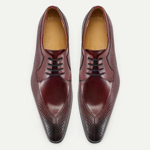 Zapatos formales de diseño italiano de lujo para hombre - Zapatos Oxford rojos con cordones de alta calidad para negocios y fiestas, zapatos de vestir de cuero para hombre y Oxfords - Product Image 2