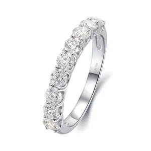 Wedding Anniversary Band for Women Round 18k Gold Lab Grown Diamond Jewelry Engagement Ring