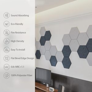 Paneles de espuma insonorizados hexagonales modernos, paneles de madera acústicos autoadhesivos de alta densidad para estudios, diseño de moda - Product Image 3