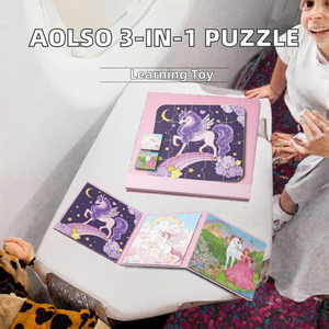 Libro de Rompecabezas Magnético de Unicornio 3 en 1, Plegable, para Niños Pequeños, Juego Educativo de Viaje - Product Image 2