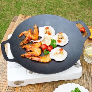 Plaque de cuisson ronde antiadhésive multifonctionnelle en aluminium moulé sous pression de style coréen pour barbecue extérieur - Product Image 4