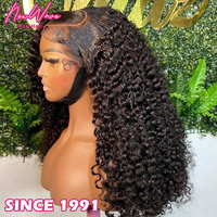 Perruque courte bouclée frisée péruvienne de 14 pouces, coupe bob à cuticules alignées d'un seul donneur, perruque bob brune naturelle avec dentelle HD 13x6