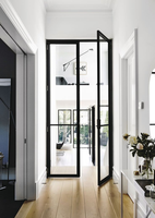 Porte d'entrée à bascule en aluminium et verre, simple et moderne, cadre Slim, pour l'intérieur, style français