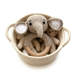 Sonajero de Ganchillo de Algodón con Forma de Elefante, Juguete Hecho a Mano, Anillo de Dentición para Bebé, <span class=keywords><strong>Amigurumi</strong></span> - Product Image 2