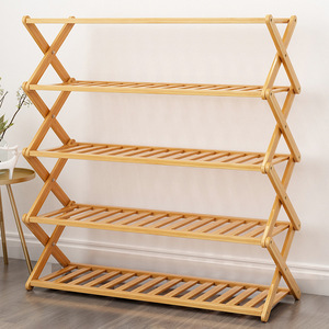 Multi Layer Wooden Shoe Rack Foldable Storage Shelf For Home Dormitory Sports Shoes Organizing Cabinet - Product Image 1