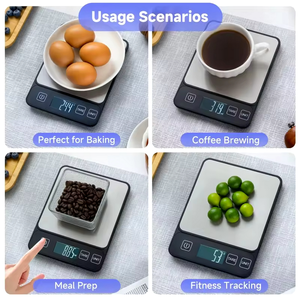 Balance de cuisine pour usage domestique, 10 kg, affichage numérique LED, <span class=keywords><strong>verre</strong></span> et acier inoxydable, alimentée par piles - Product Image 3