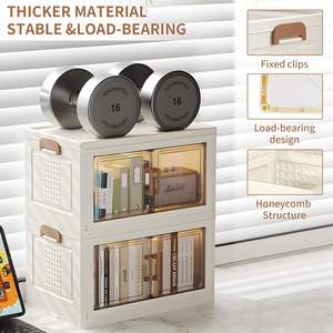 Home Folding <b>Storage</b> Cabinet Collapsible Wardrobes Organizers Multifunctional Stackable Plastic <b>Storage</b> <b>Box</b>&<b>Bins</b> with Wheels - Product Image 3