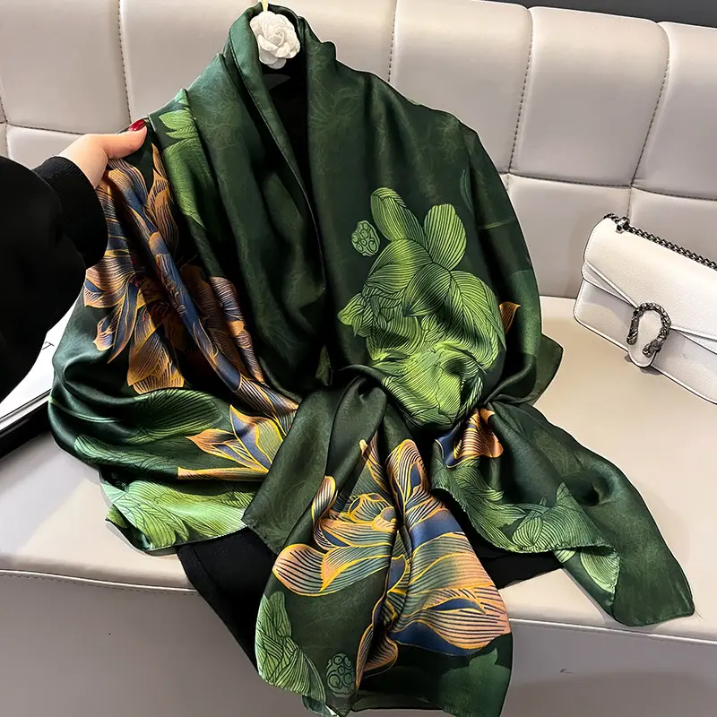 luxury New Printed Silk Scarves Shawls Women Pattern Silk Scarf hijab scarf for muslim ladies